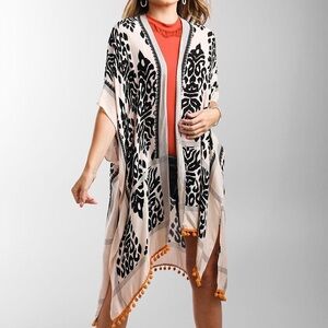 Angie Tassel Trim Printed Kimono